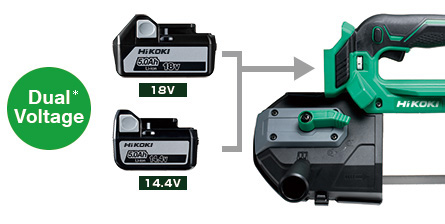 Compatible with both 18V and 14.4V Lithium-ion batteries