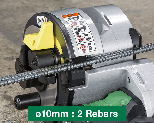 Image of cutting two ø10mm rebars at the same time