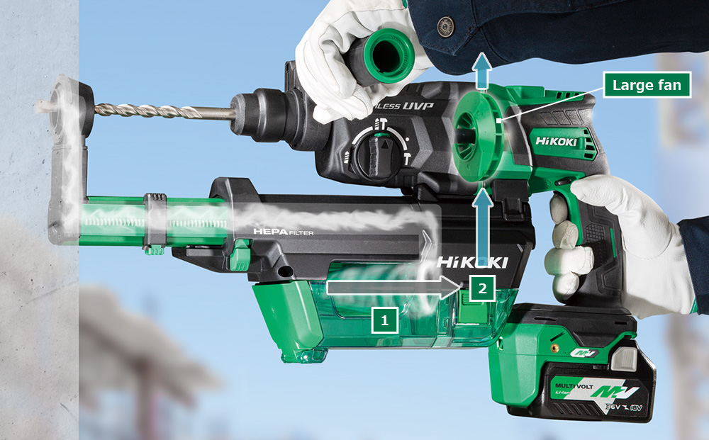 Hikoki Cordless Rotary Hammer Drill (DH36DPE) HEPA Filter Image